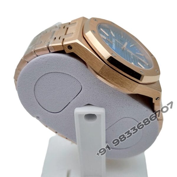 Audemars Piguet Royal Oak Rose Gold Blue Dial Super High Quality Swiss Automatic Watch (5)