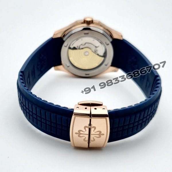 Patek Philippe Aquanaut Rose Gold Blue Dial Super High Quality Swiss Automatic Watch (2)