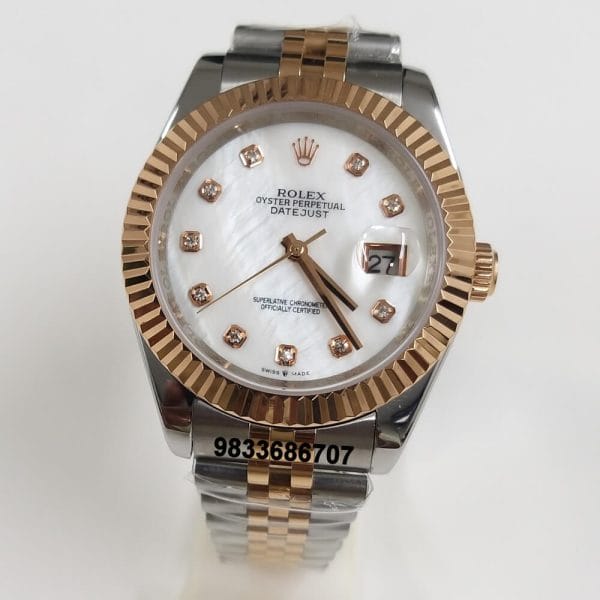 Rolex Date-Just Diamond Marker Dual Tone White Dial Super High Quality Swiss Automatic Watch