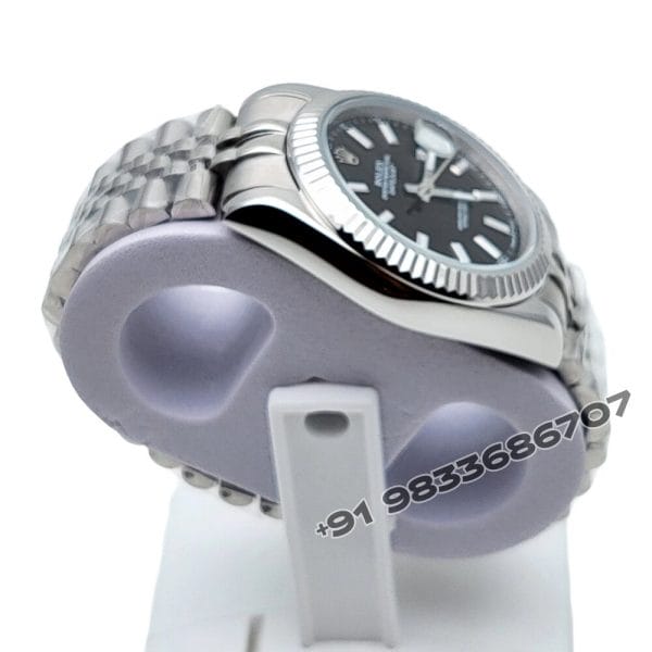 Rolex Date -Just Stick Marker Black Dial Super High Quality Swiss Automatic Watch (2)