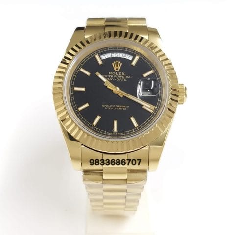 Rolex Day-Date Gold Black Dial Super High Quality Swiss Automatic Watch