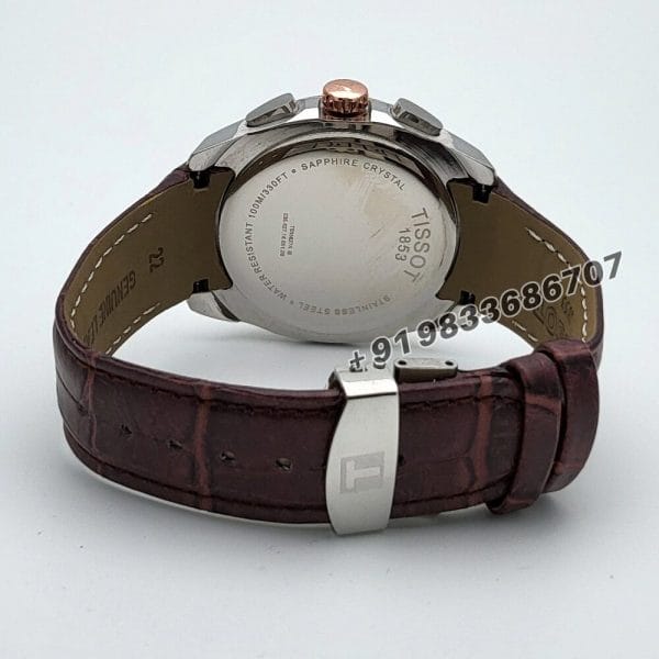 Tissot Coutrier 1853 Chronograph Rose Gold Brown Leather Strap High Quality Watch (1)