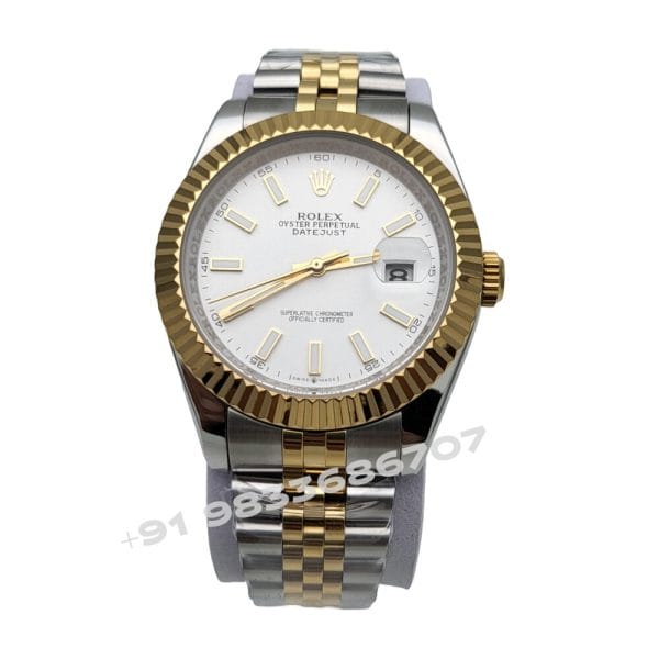 Rolex Date Just Dual Tone White Dial Super High Quality Swiss Automatic Watch (1)