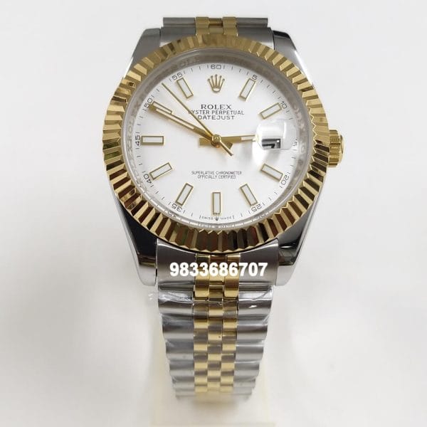 Rolex Date Just Dual Tone White Dial Super High Quality Swiss Automatic Watch (2)