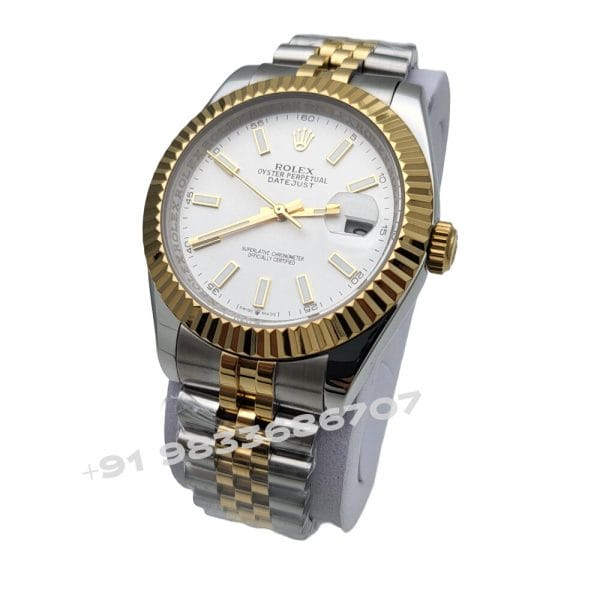 Rolex Date Just Dual Tone White Dial Super High Quality Swiss Automatic Watch (1)