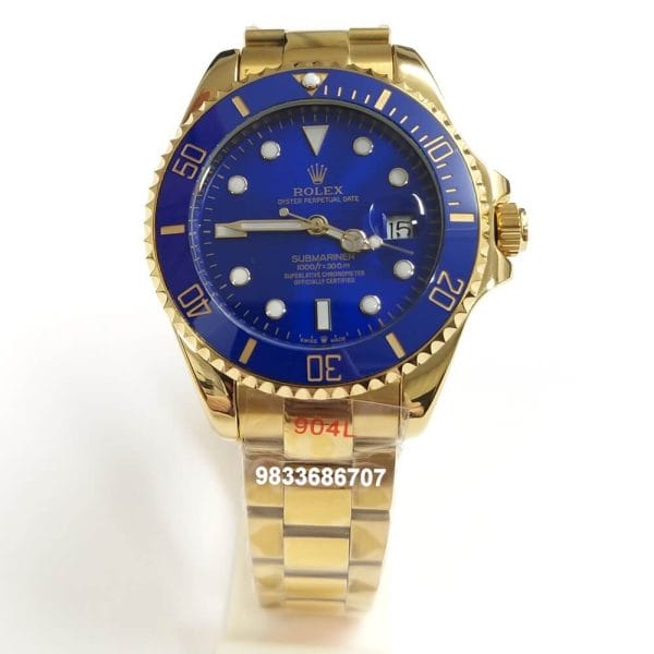 Rolex Submariner Full Gold Blue Dial High Quality Swiss Automatic Watch (1)