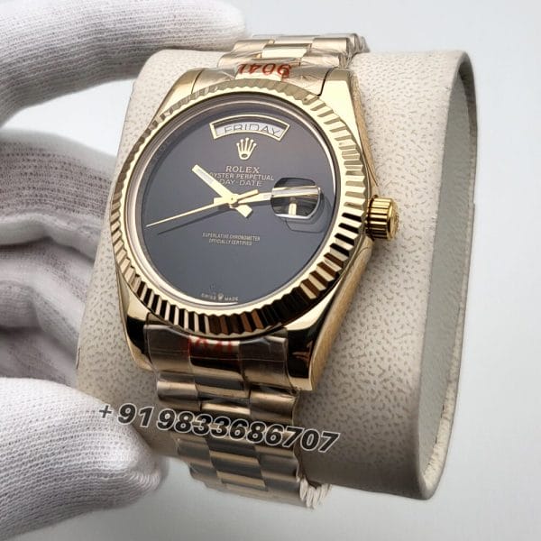 Rolex Day-Date Full Gold Black Dial Super High Quality Swiss Automatic Watch (1)