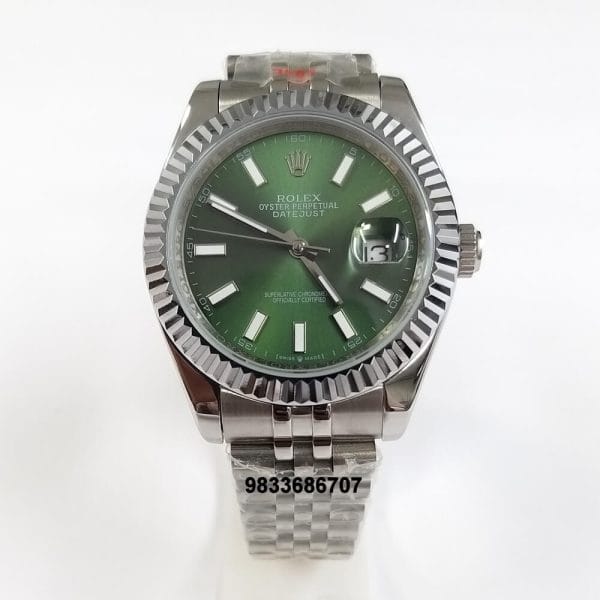 Rolex Date Just Steel Green Dial Super High Quality Swiss Automatic Watch (2)