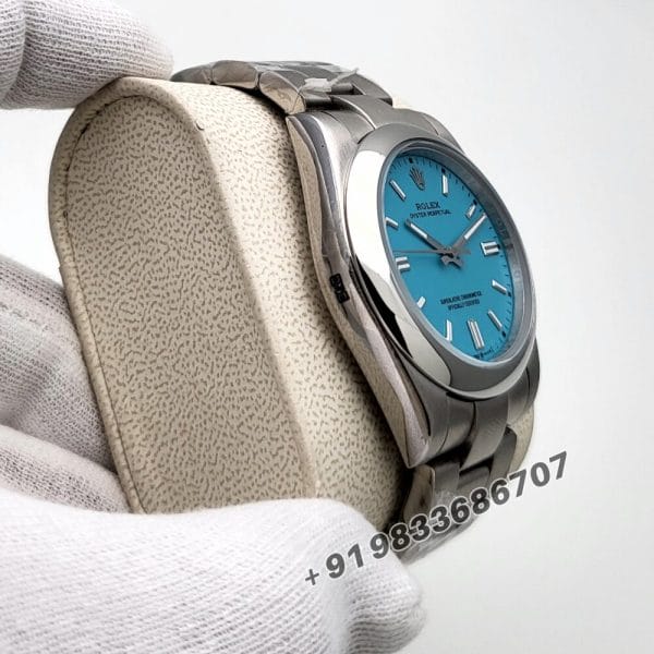 Rolex Oyster Perpetual Silver Blue Dial Super High Quality Swiss Automatic Watch