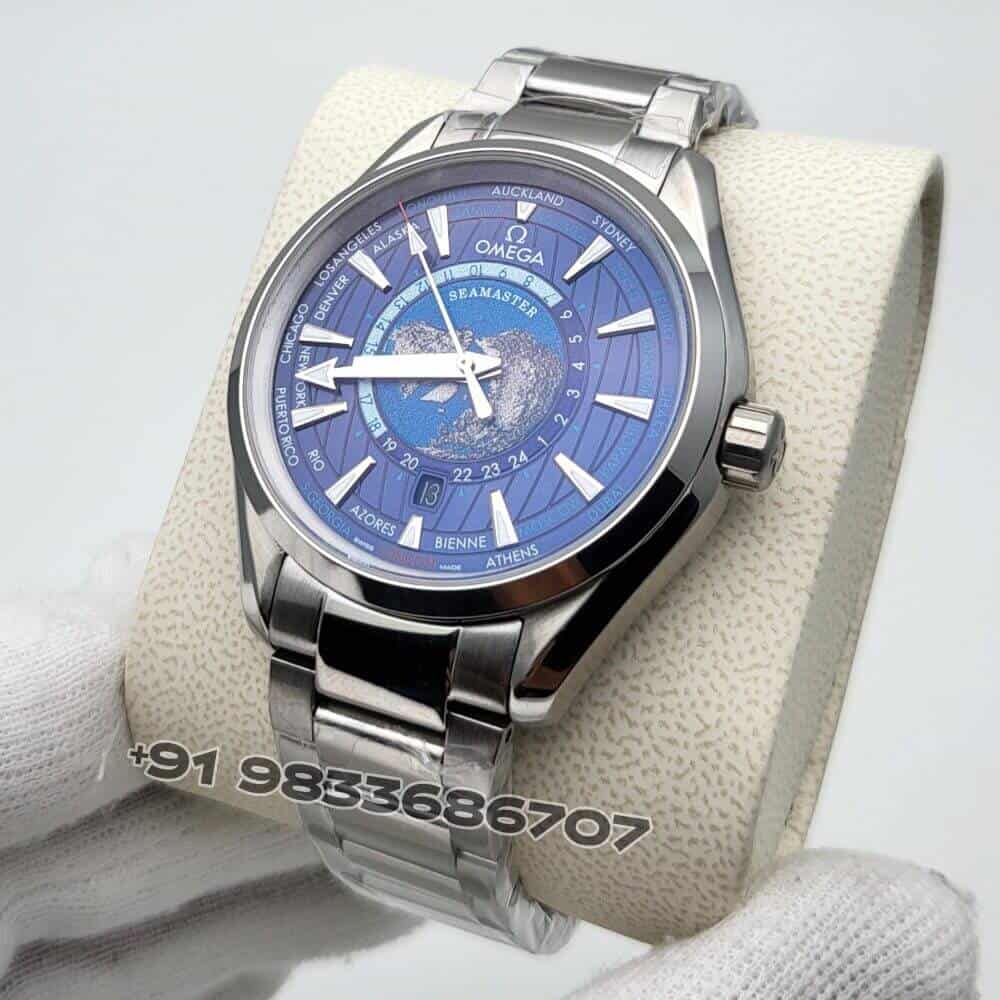Buy Omega Blue Dial Silver Swiss Automatic Watch