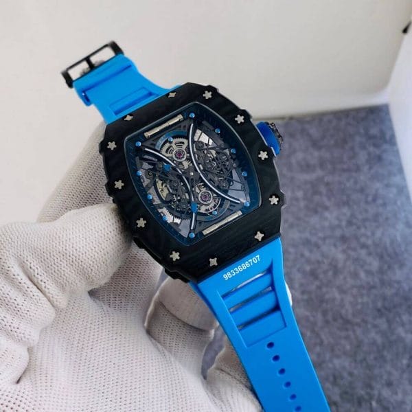 Richard Mille RM 53-01 Blue Rubber Strap Super High Quality Swiss ETA Automatic Movement Watch