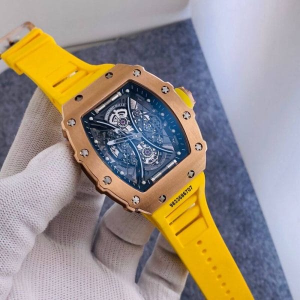 Richard Mille RM 53-01 Yellow Rubber Strap Super High Quality Swiss ETA Automatic Movement Watch