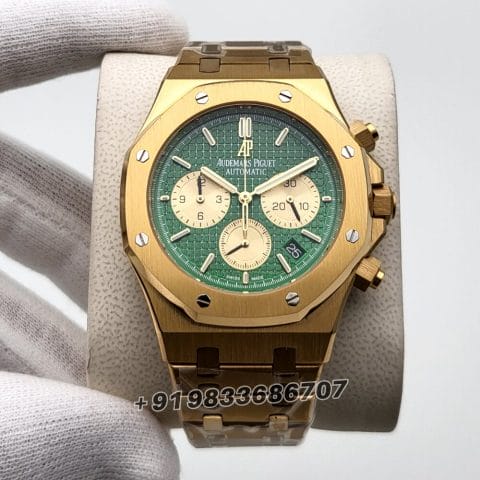 Audemars Piguet Royal Oak Chronograph Full Gold 41mm Green Dial Super High Quality Watch (1)