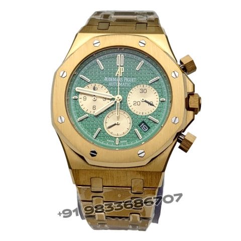 Audemars Piguet Royal Oak Chronograph Full Gold 41mm Green Dial Super High Quality Watch (2)