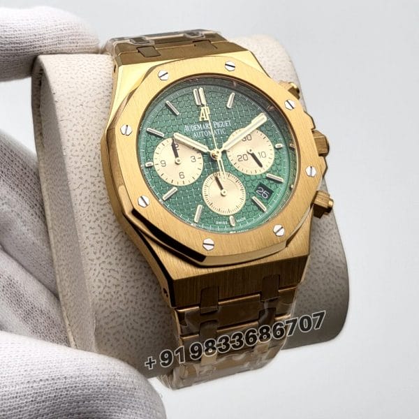 Audemars Piguet Royal Oak Chronograph Full Gold 41mm Green Dial Super High Quality Watch (1)