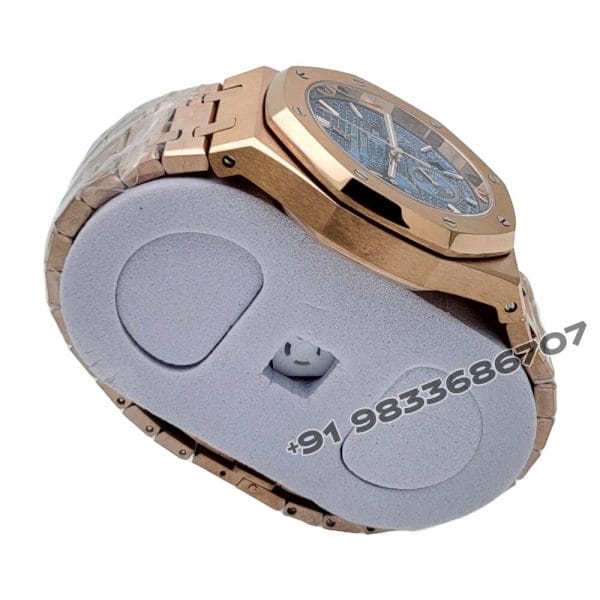Audemars Piguet Royal Oak Chronograph Full Rose Gold 41mm Blue Dial Super High Quality Watch (5)