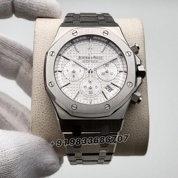 Audemars Piguet Royal Oak Chronograph Full Silver 41mm White Dial Super High Quality Watch (1)