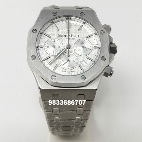 Audemars Piguet Royal Oak Chronograph Full Silver 41mm White Dial Super High Quality Watch (2)