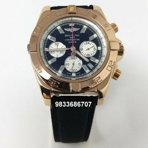 Breitling Chronomat Rose Gold Black Dial High Quality Chronograph Watch
