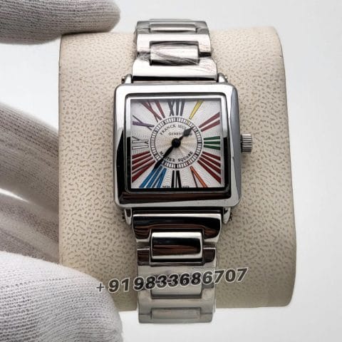 Franck Muller Master Square Multi Color Roman Marking White Dial Stainless Steel Super High Quality Women’s Watch