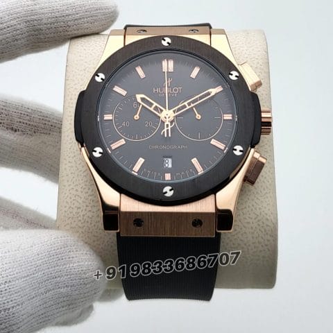 Hublot Classic Fusion Black Ceramic Chronograph Rubber Strap Super High Quality Watch (1)