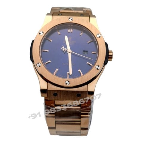 Hublot Classic Fusion Rose Gold Blue Dial Super High Quality Swiss Automatic Watch (1)