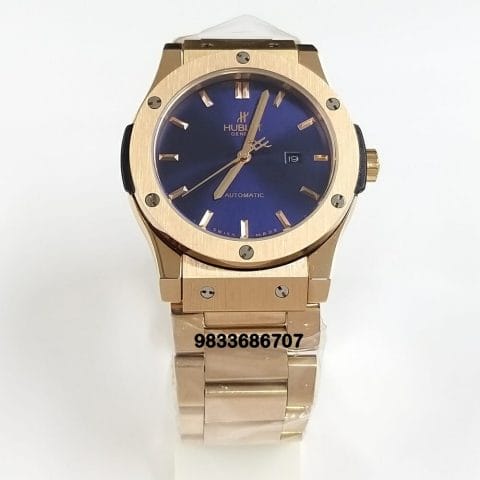 Hublot Classic Fusion Rose Gold Blue Dial Super High Quality Swiss Automatic Watch (4)