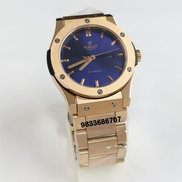 Hublot Classic Fusion Rose Gold Blue Dial Super High Quality Swiss Automatic Watch (4)
