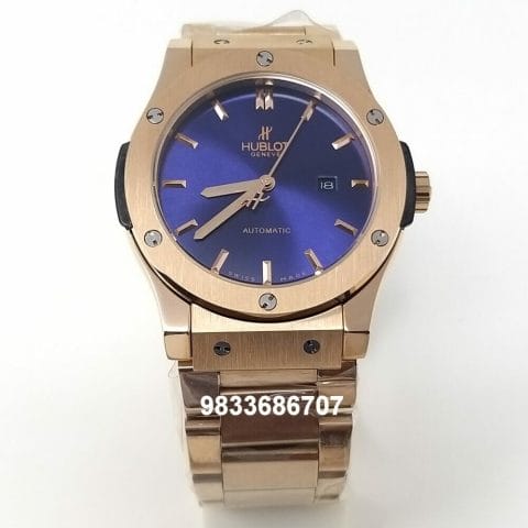 Hublot Classic Fusion Rose Gold Blue Dial Super High Quality Swiss Automatic Watch (2)