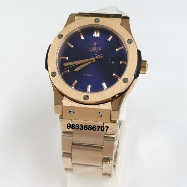 Hublot Classic Fusion Rose Gold Blue Dial Super High Quality Swiss Automatic Watch (3)