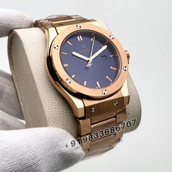 Hublot Classic Fusion Rose Gold Blue Dial Super High Quality Swiss Automatic Watch