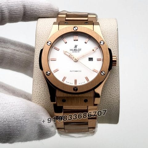 Hublot Classic Fusion Rose Gold White Dial Super High Quality Swiss Automatic Watch