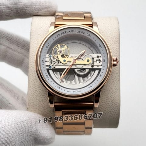 Patek Philippe Skeleton Rose Gold Super High Quality Swiss Automatic Watch (1)