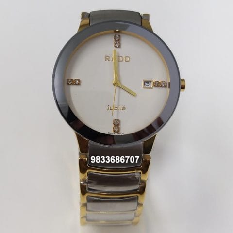 Rado Centrix Gold With Silver White Dial High Quality Watch (2)