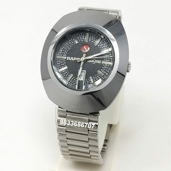 Rado Dia Star Full Silver Diamond Studded Black Dial High Quality Swiss Automatic Watch (2)
