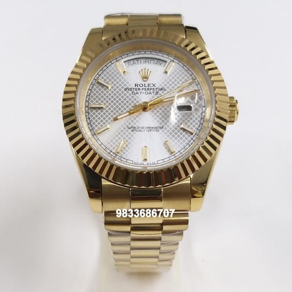 Rolex Day Date Full Gold White Dial Super High Quality Swiss Automatic Watch (2)
