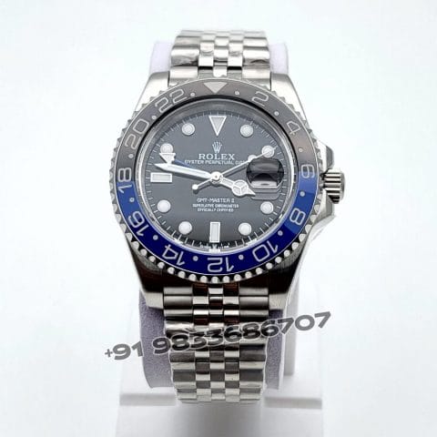 Rolex GMT Master II Blue & Black Bezel Stainless Steel Strap Super High Quality Swiss Automatic Watch (1)
