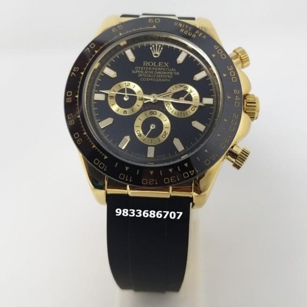 Rolex Oyster Perpetual Cosmograph Daytona Rubber Strap Black Dial High Quality Swiss Automatic Watch (2)