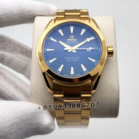 Omega Aqua Tera Co-Axial Full Gold Black Dial Super High Quality Swiss Automatic Watch (1)