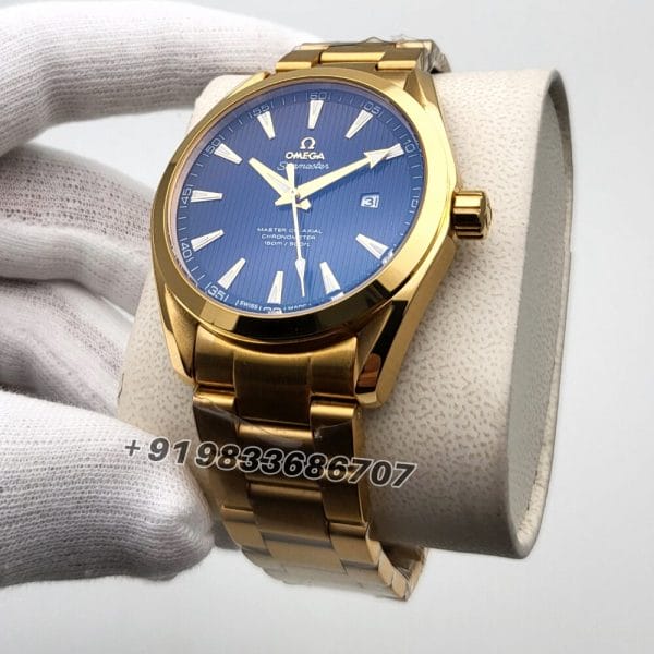 Omega Aqua Tera Co-Axial Full Gold Black Dial Super High Quality Swiss Automatic Watch (1)