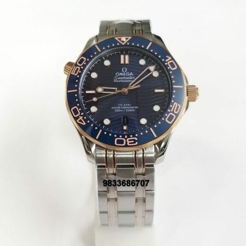 Omega Seamaster Diver Professional Dual Tone Blue Dial Super High Quality Swiss Automatic Watch (1)