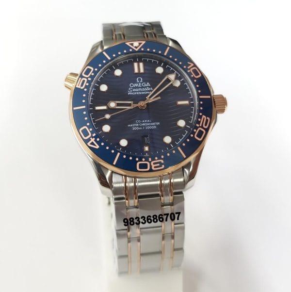 Omega Seamaster Diver Professional Dual Tone Blue Dial Super High Quality Swiss Automatic Watch (1)