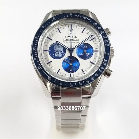 Omega Speedmaster Silver Snoopy Award 50th Anniversary Chronograph White Dial Super High Quality Watch (1)