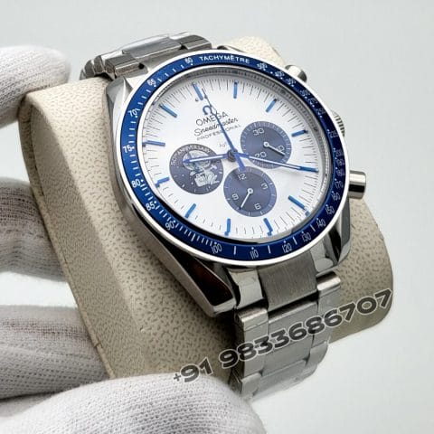 Omega Speedmaster Silver Snoopy Award 50th Anniversary Chronograph White Dial Super High Quality Watch (2)