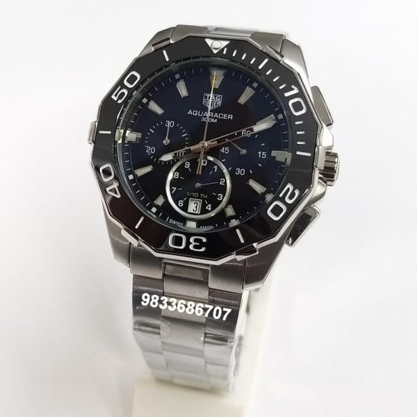 Tag Heuer Calibre Aquaracer Stainless Steel Black Dial Chronograph Super High Quality Watch (1)
