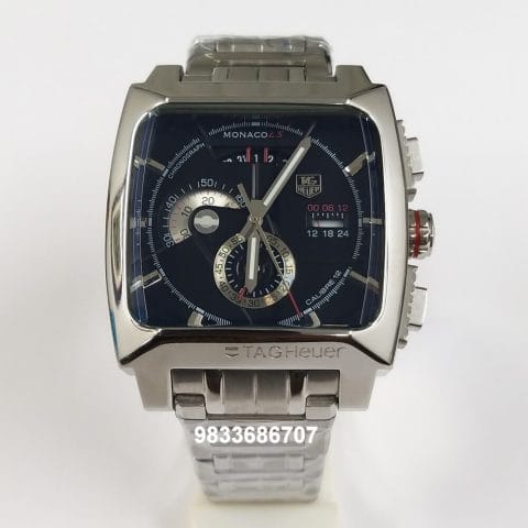 Tag Heuer Monaco LS Linear System Calibre 12 Chronograph Black Dial Stainless Steel Super High Quality Watch (1)