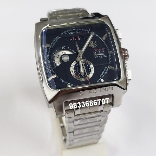 Tag Heuer Monaco LS Linear System Calibre 12 Chronograph Black Dial Stainless Steel Super High Quality Watch (1)