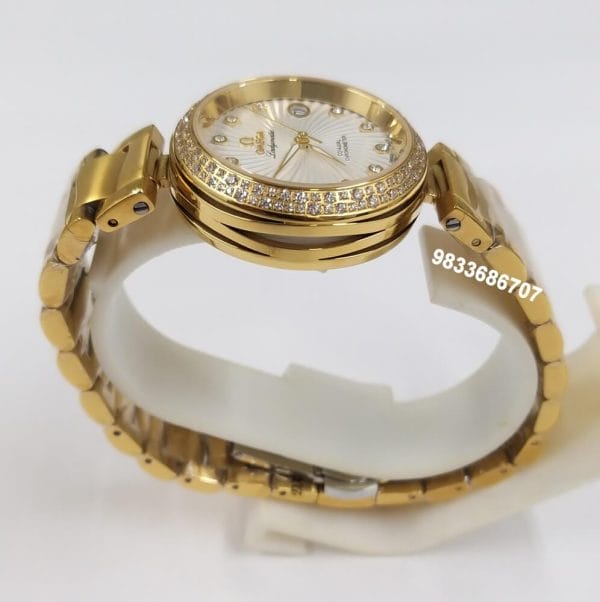 Omega De Ville Ladymatic Full Gold White Dial High Quality Watch (1)