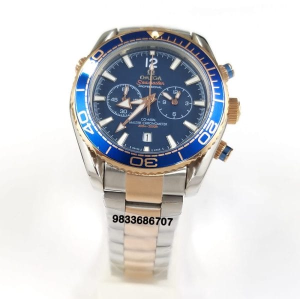 Omega Seamaster Planet Ocean Dual Tone Blue Dial Super High Quality Chronograph Watch