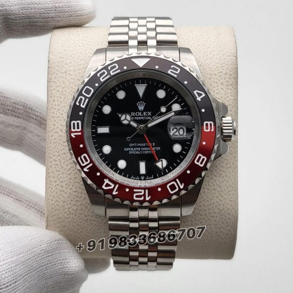 Rolex GMT Master II Red & Black Bezel Stainless Steel Strap Super High Quality Swiss Automatic Watch (1)